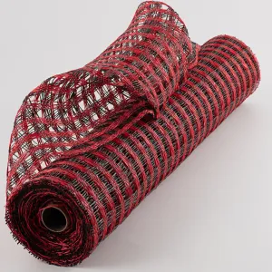 21" Poly Burlap Check Mesh: Black & Red