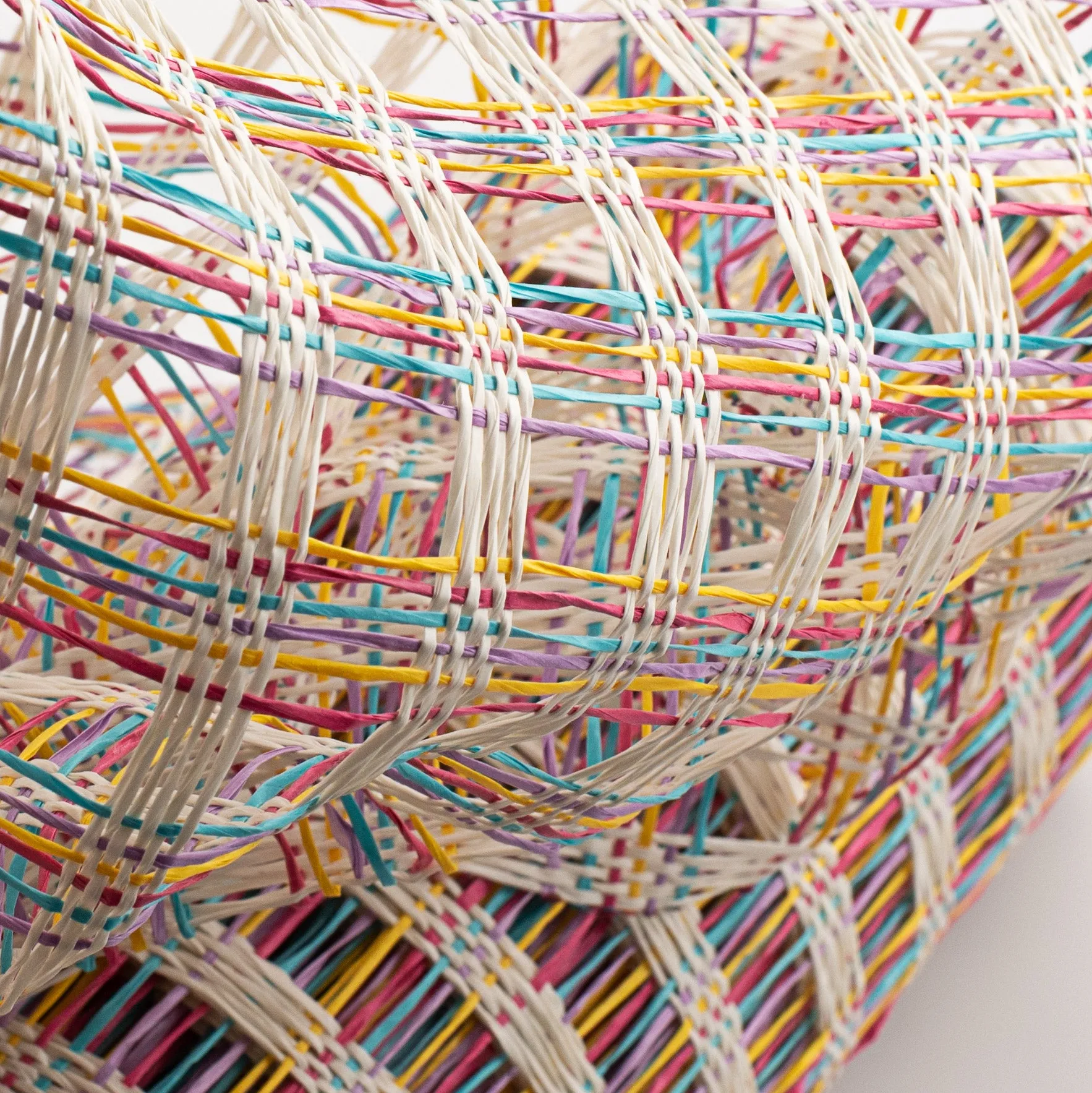21" Poly Burlap Check Mesh: Spring Rainbow & Cream