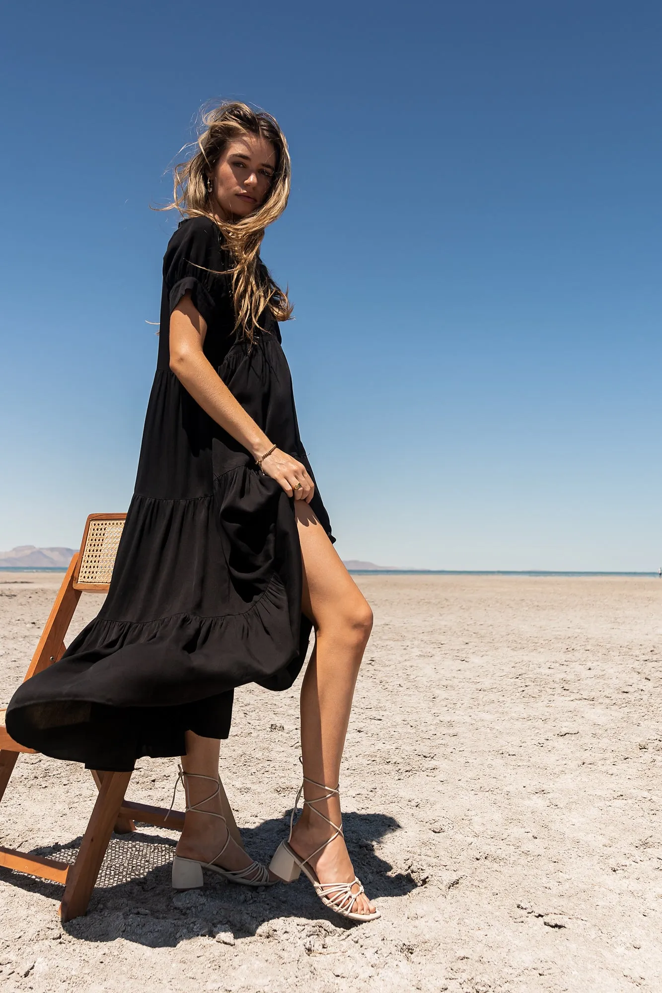 Amanda Tiered Dress in Black