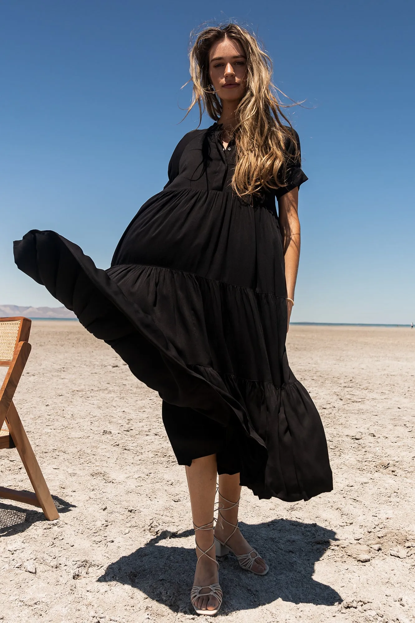 Amanda Tiered Dress in Black