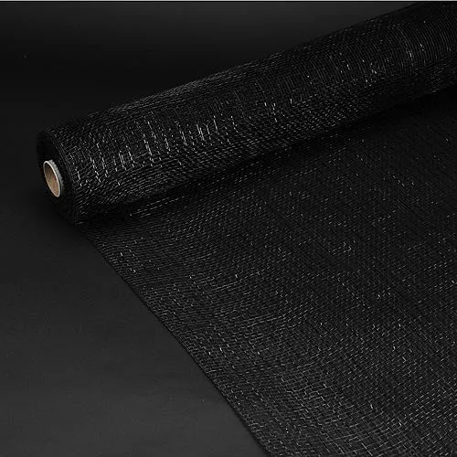 Black - Deco Mesh Wrap Metallic Stripes ( 10 Inch x 10 Yards )