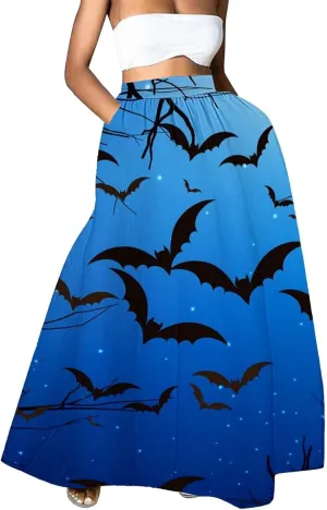 Black Fluffy Skirt Skirt High Waist Party Beach Pocket Long Maxi Skirt Halloween Costumes Pleated Skirts for Women