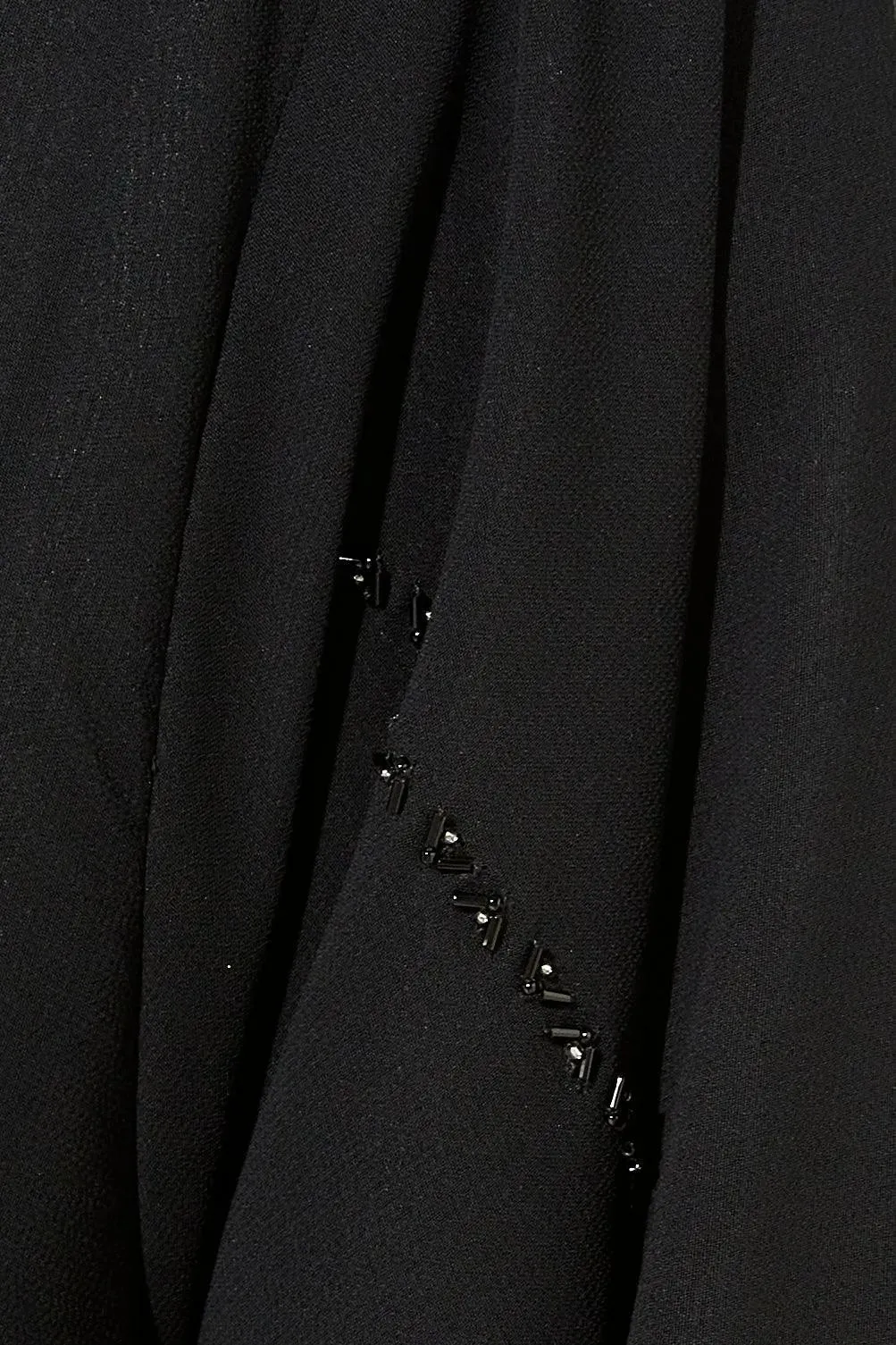 Black Lily Chiffon with Front Shiny Threadwork and Beadwork