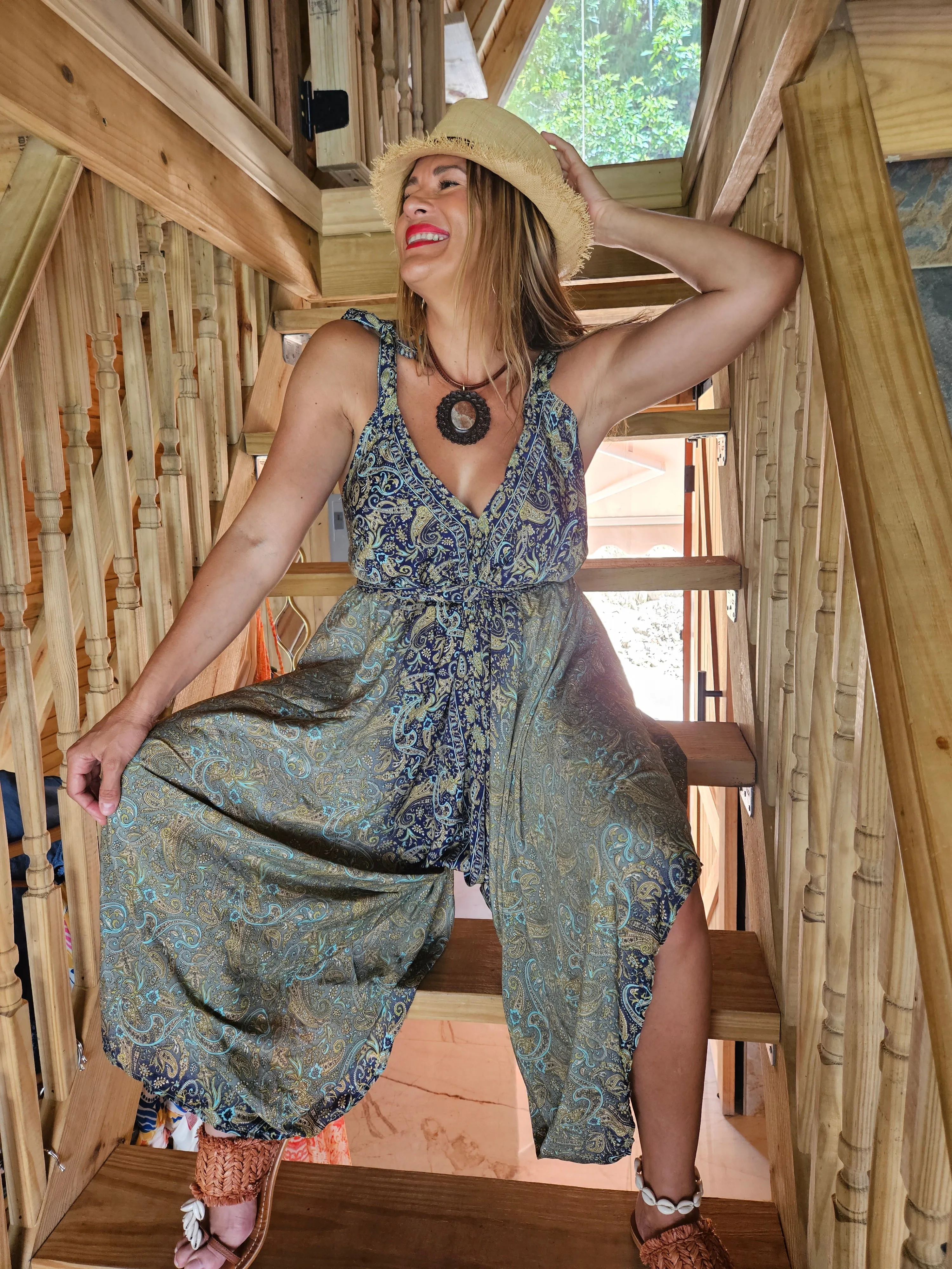 Blue & Turquoise Paisley Jumpsuit