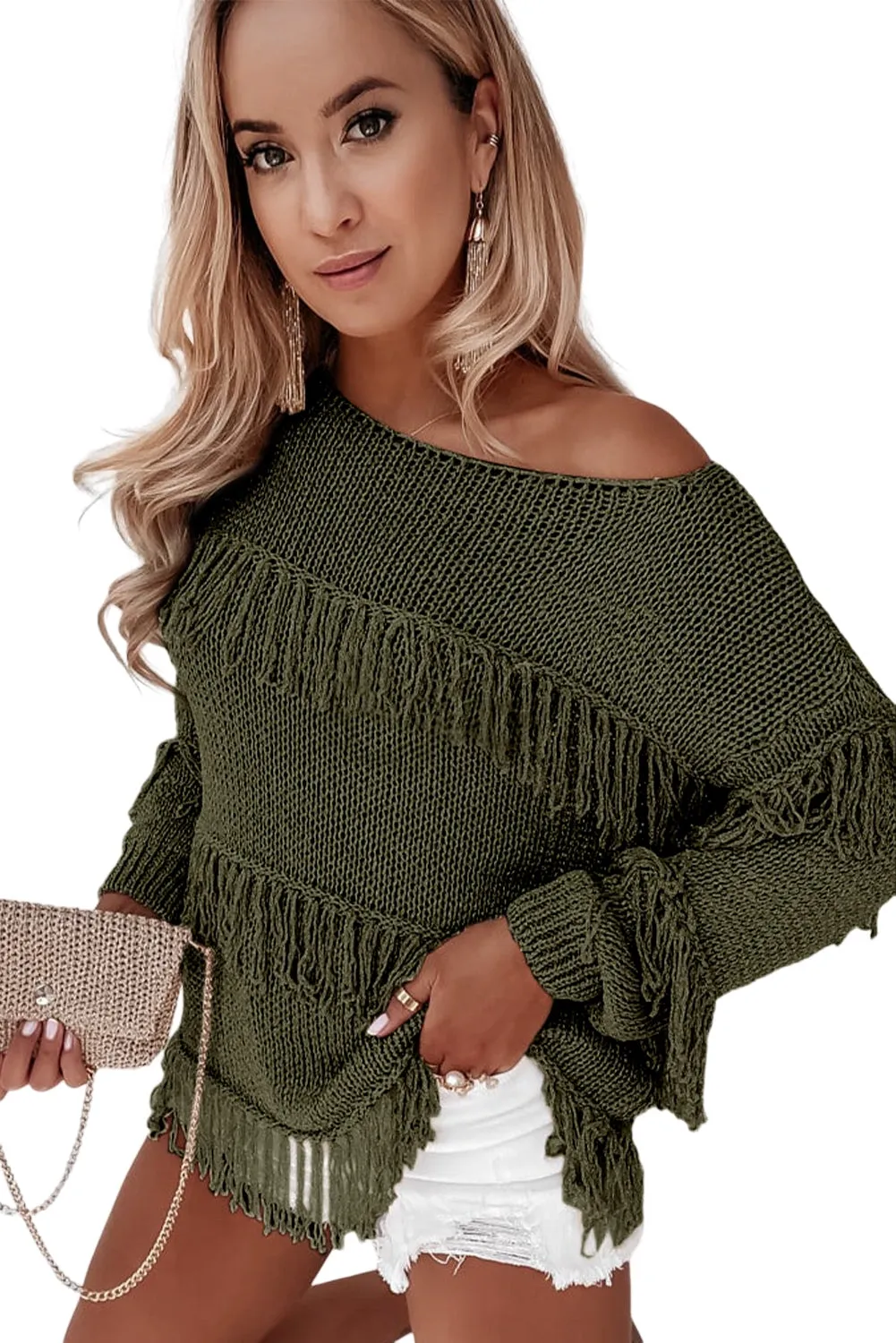 Boho Tasseled Knitted Sweater