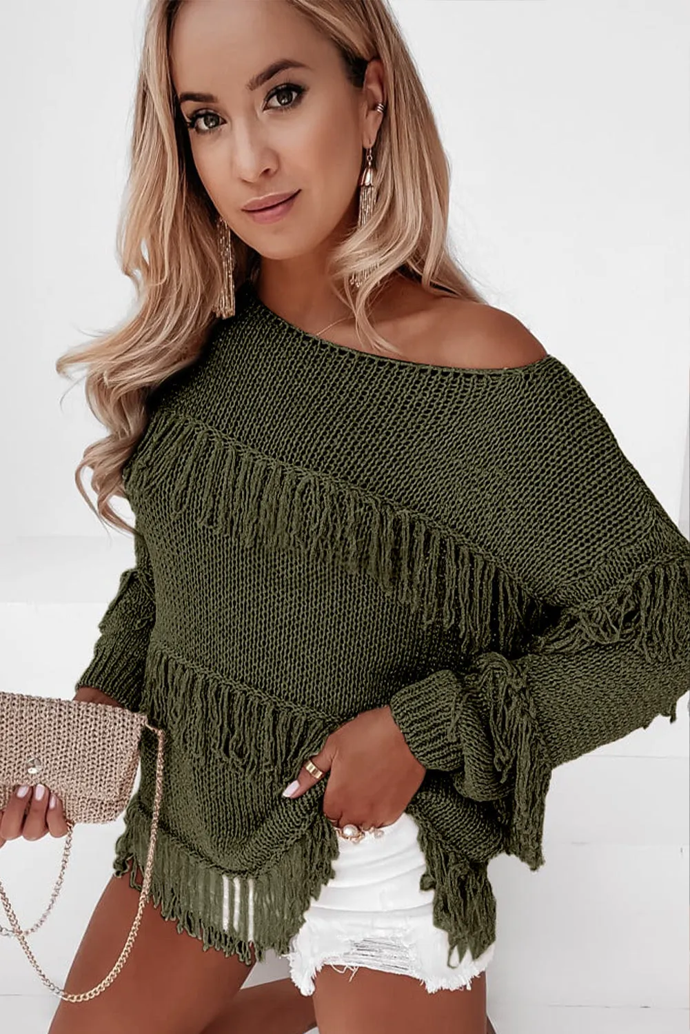 Boho Tasseled Knitted Sweater