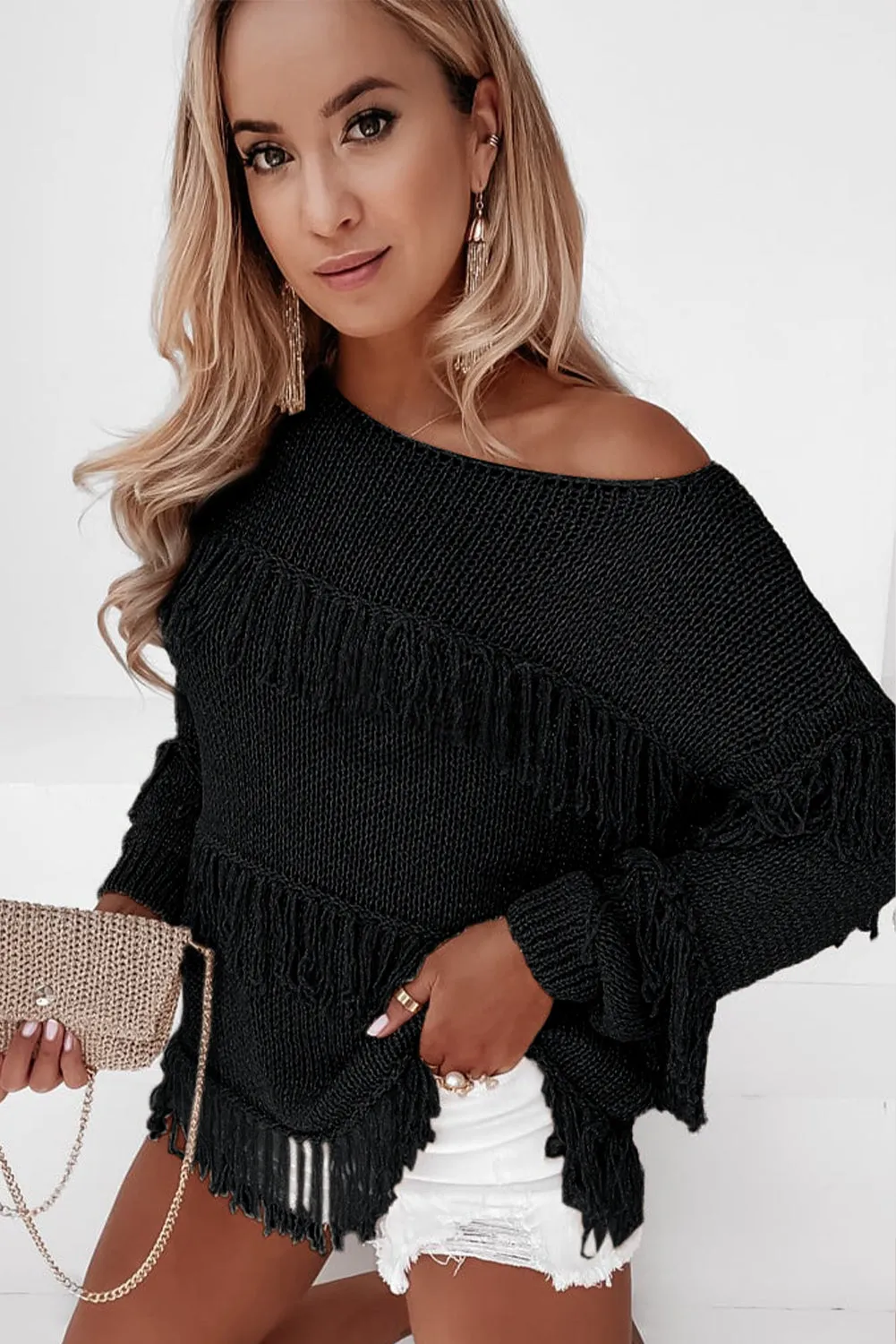 Boho Tasseled Knitted Sweater