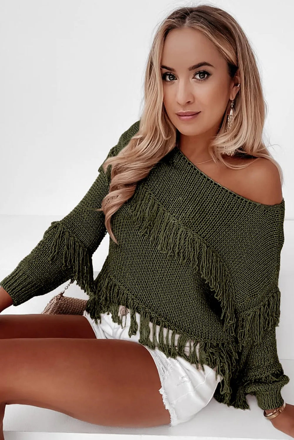 Boho Tasseled Knitted Sweater