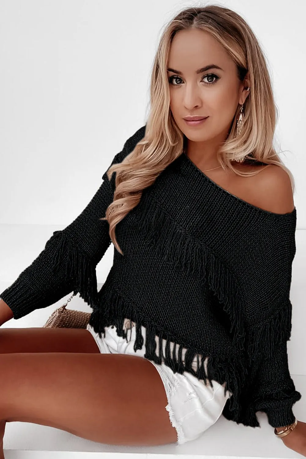 Boho Tasseled Knitted Sweater