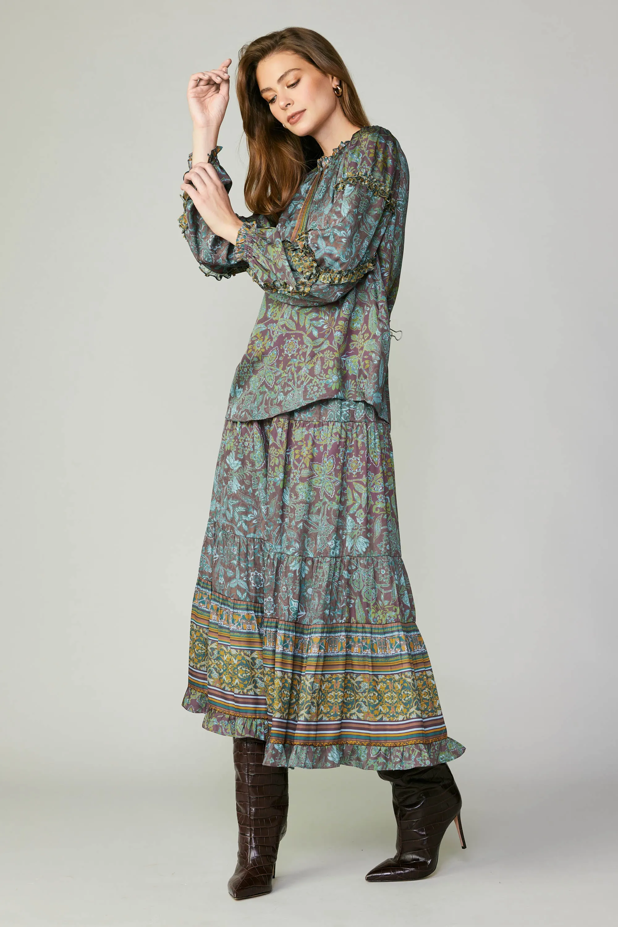 Border Printed Floral Blouse