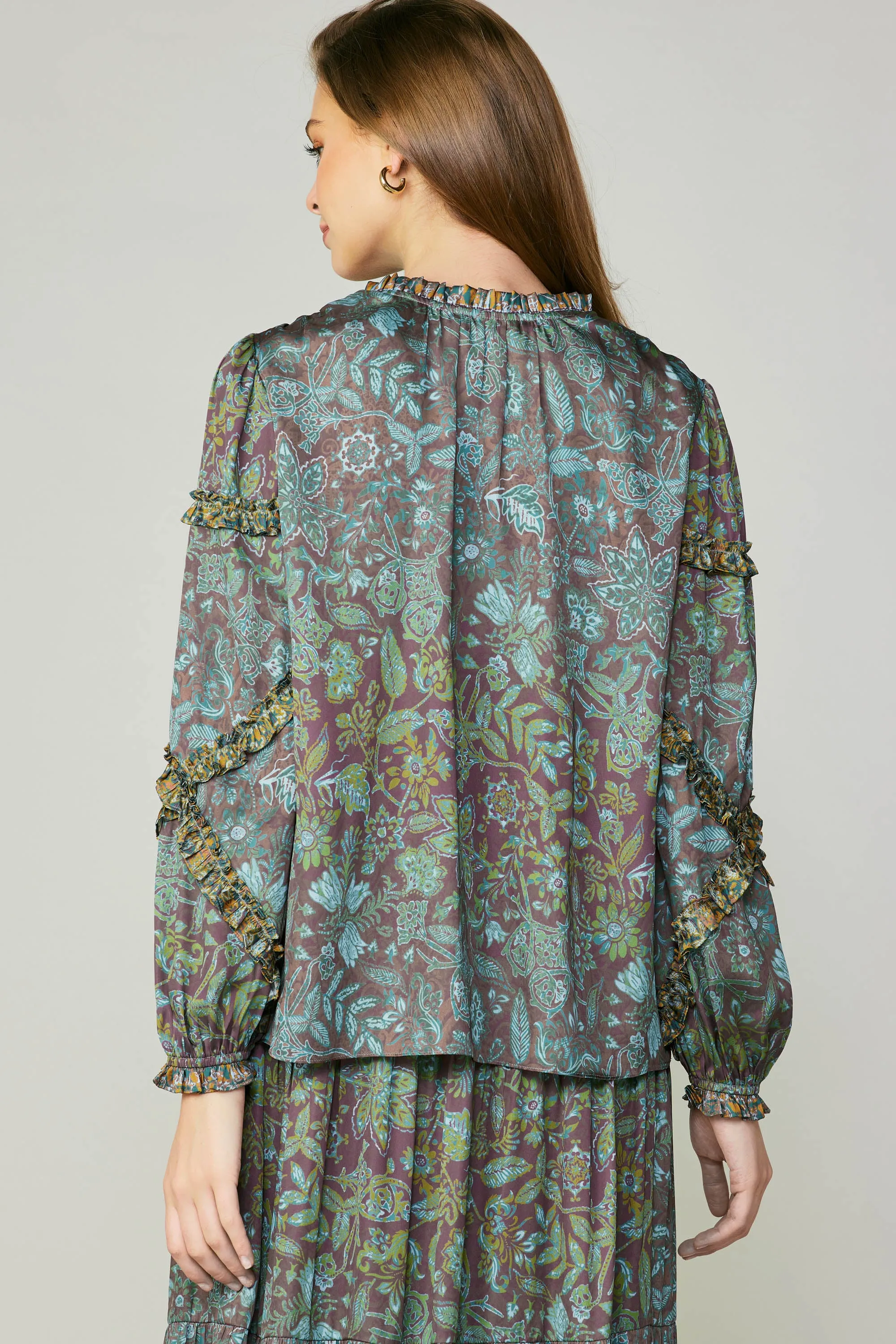 Border Printed Floral Blouse