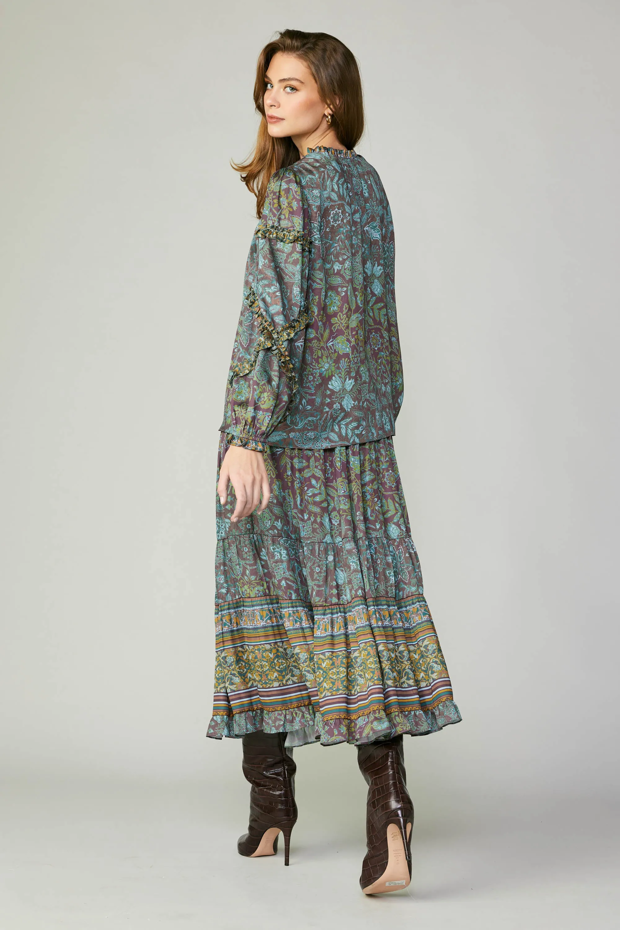 Border Printed Floral Blouse