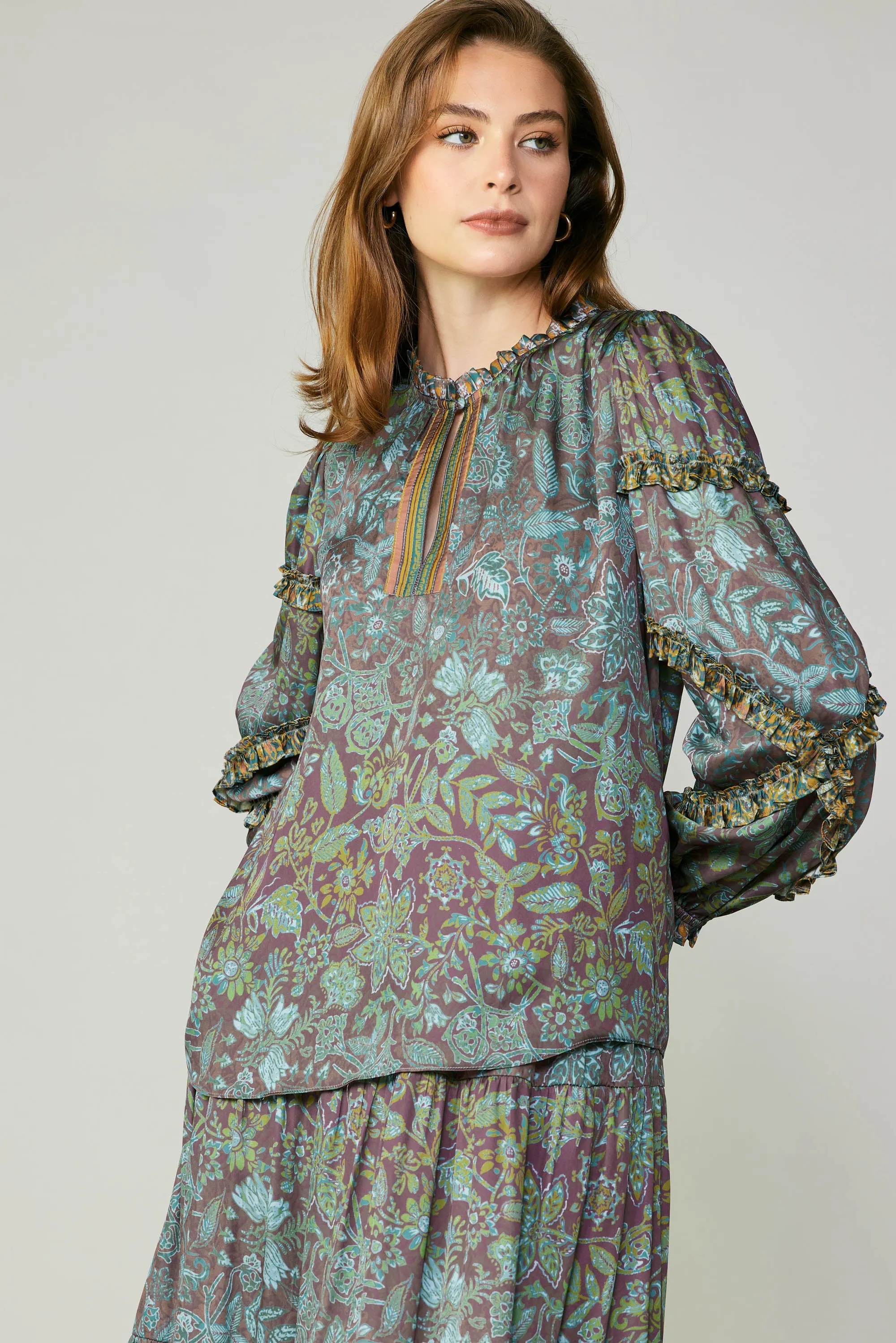 Border Printed Floral Blouse
