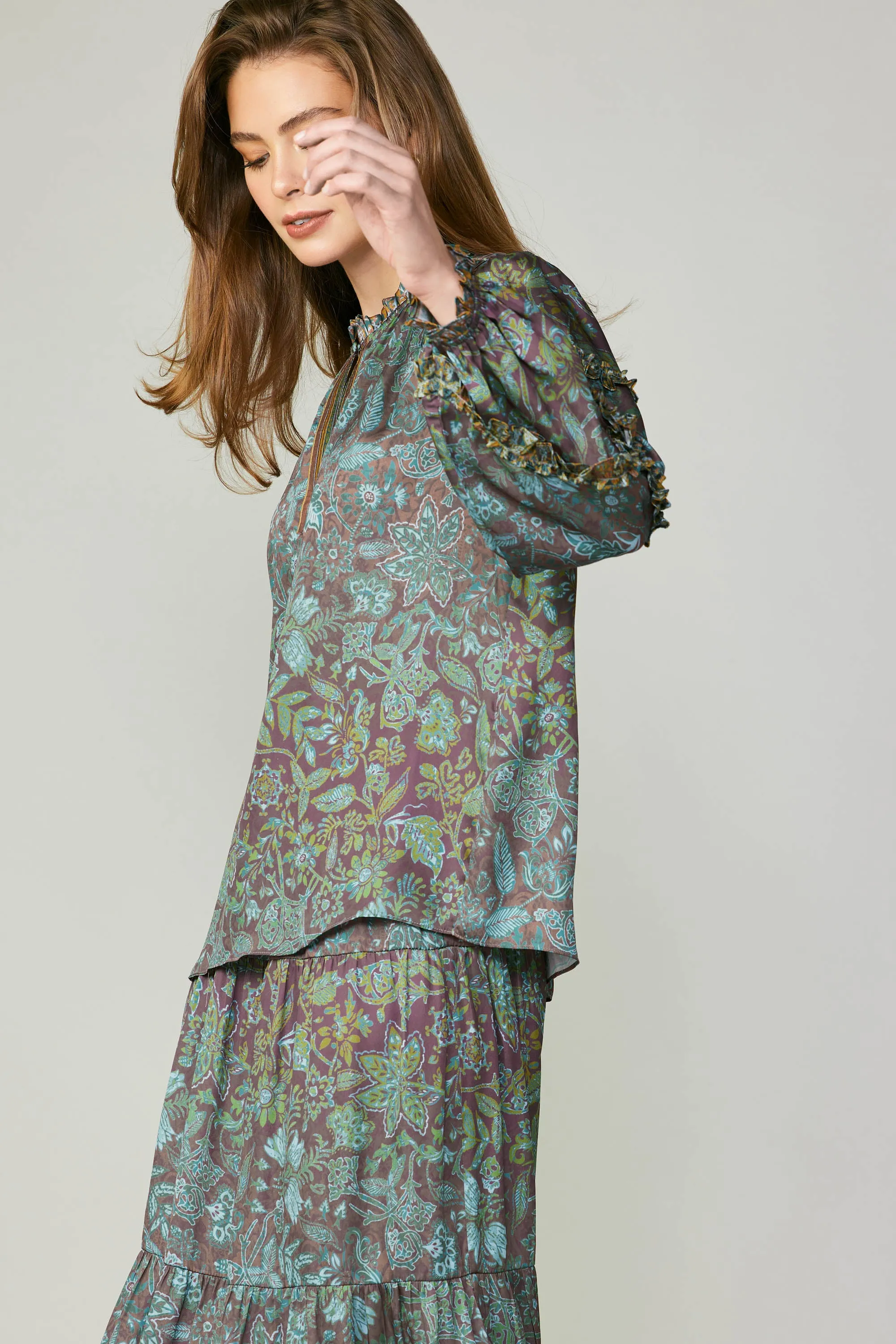 Border Printed Floral Blouse
