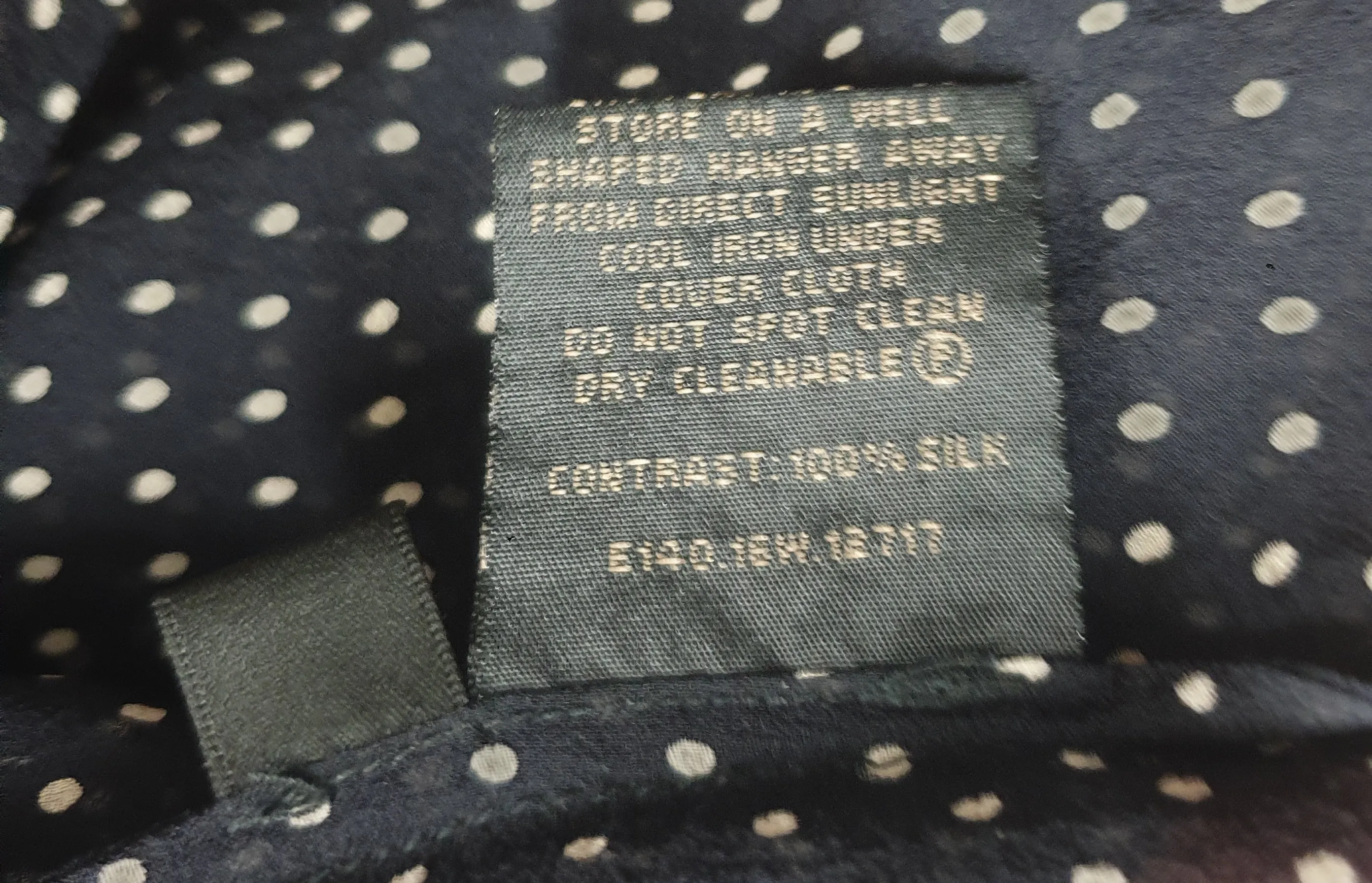 David Lawrence pure silk semi-sheer black polka dot shirt size 12