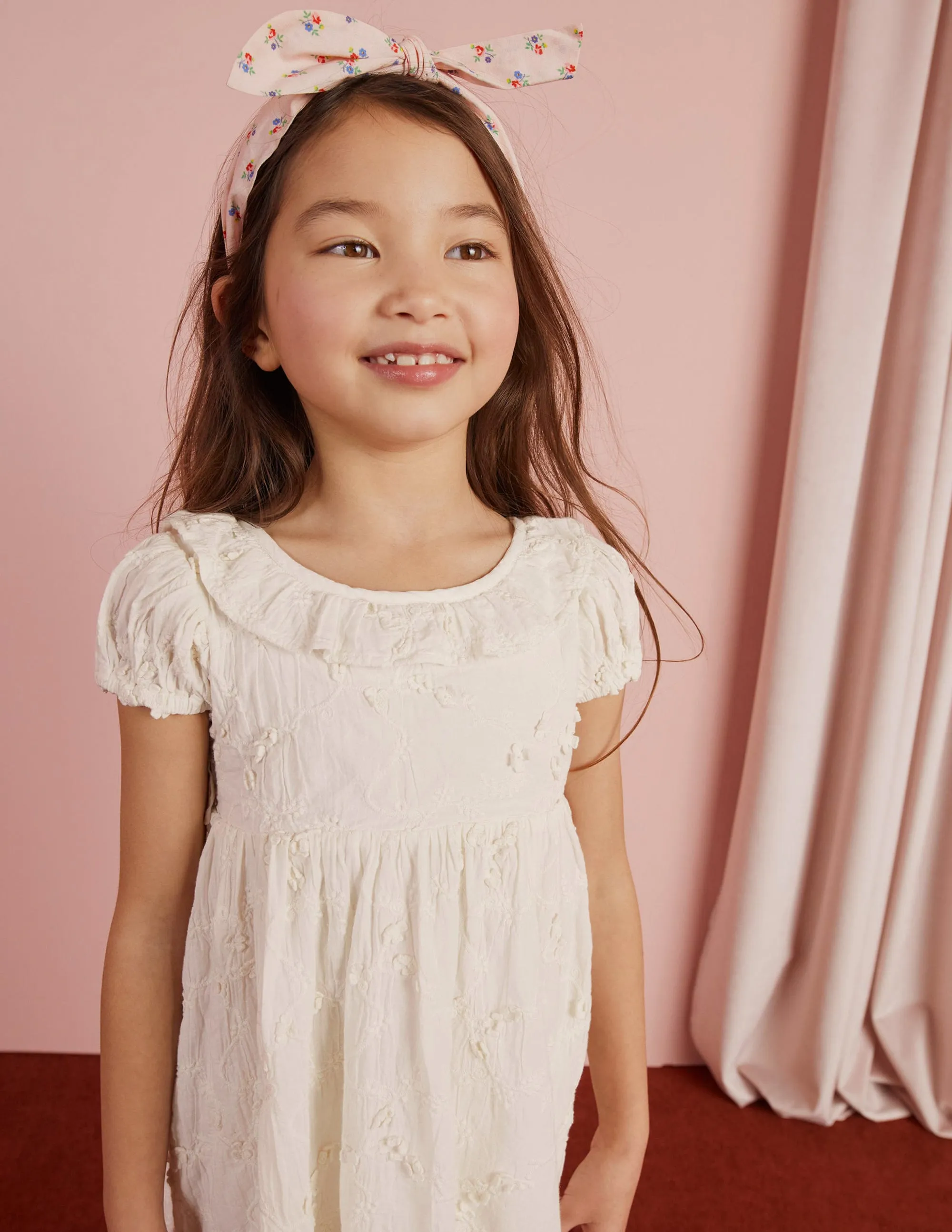 Dip Hem Broderie Dress-Ivory