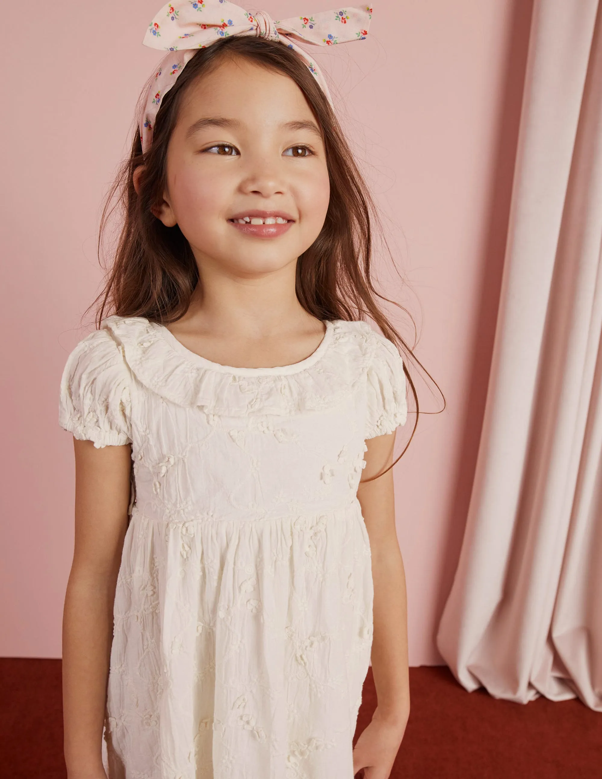 Dip Hem Broderie Dress-Ivory