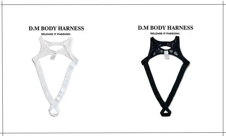 D.M men harness leather Sexy Shoulder Strap Lace Breathable