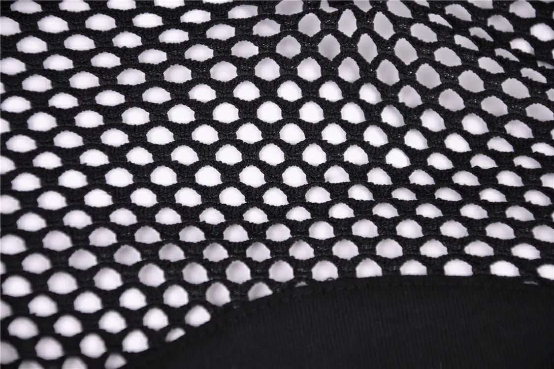 Edgy Black Mesh Cold Shoulder Top with Stud Details