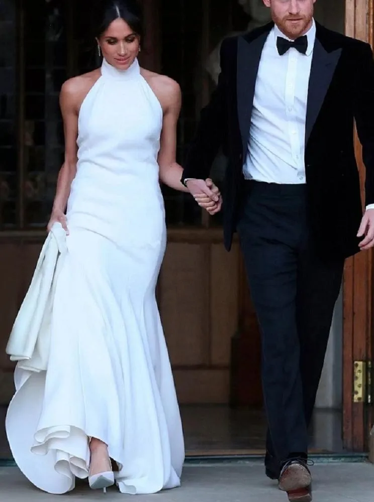 Elegant Halter Sheath Simple Sleeveless Wedding Dresses PW75