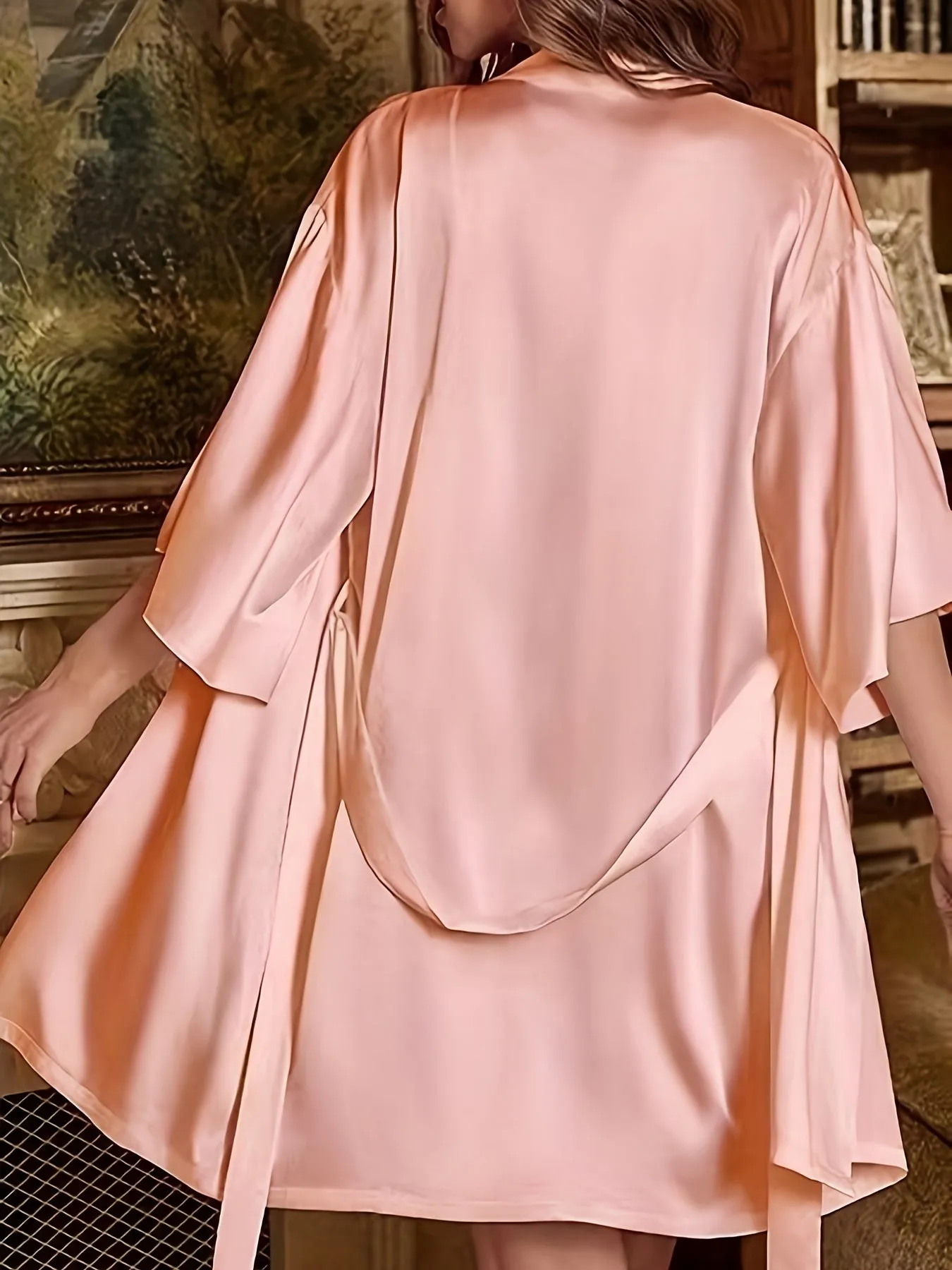 Elegant Satin Dress and Robe Set