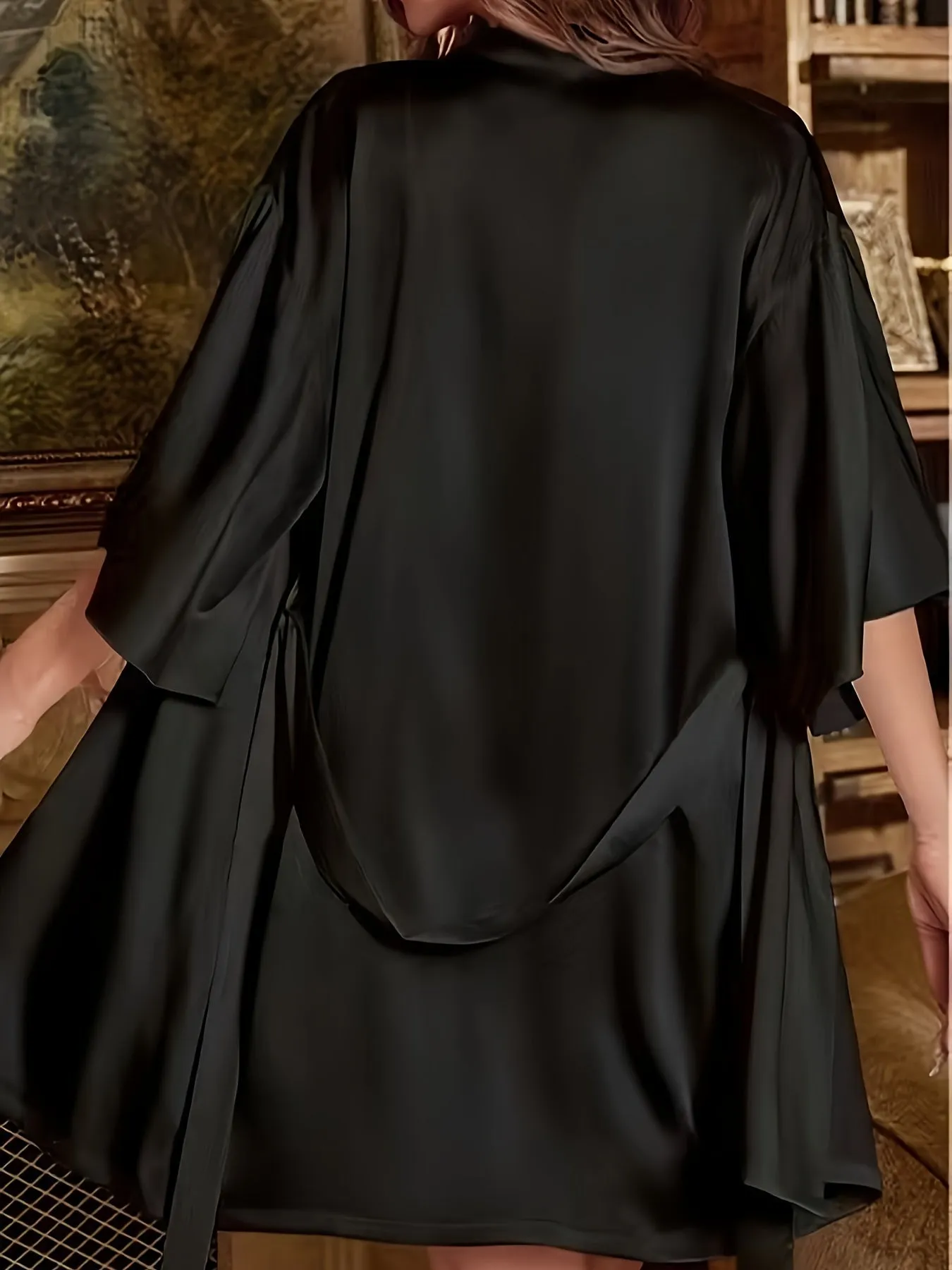Elegant Satin Dress and Robe Set