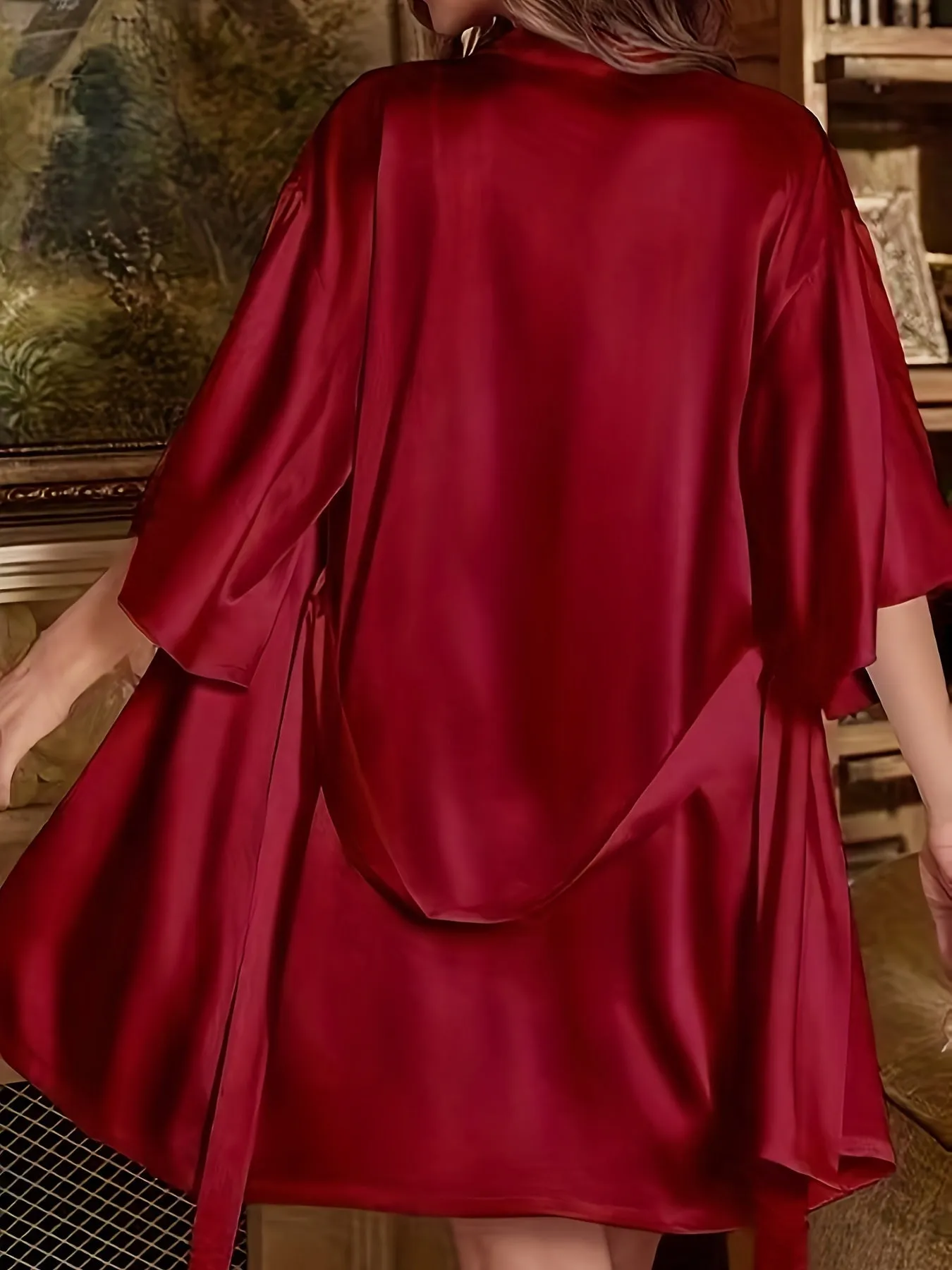 Elegant Satin Dress and Robe Set
