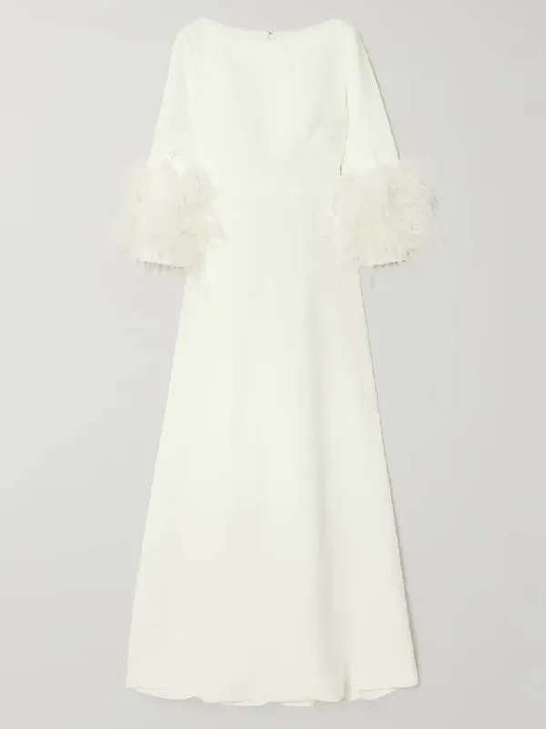Elegant Simple Black And White Feather Long Sleeve Party Dress M 111150