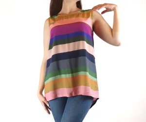 Elk silky feel striped sleeveless top size 10 (as new with tags)