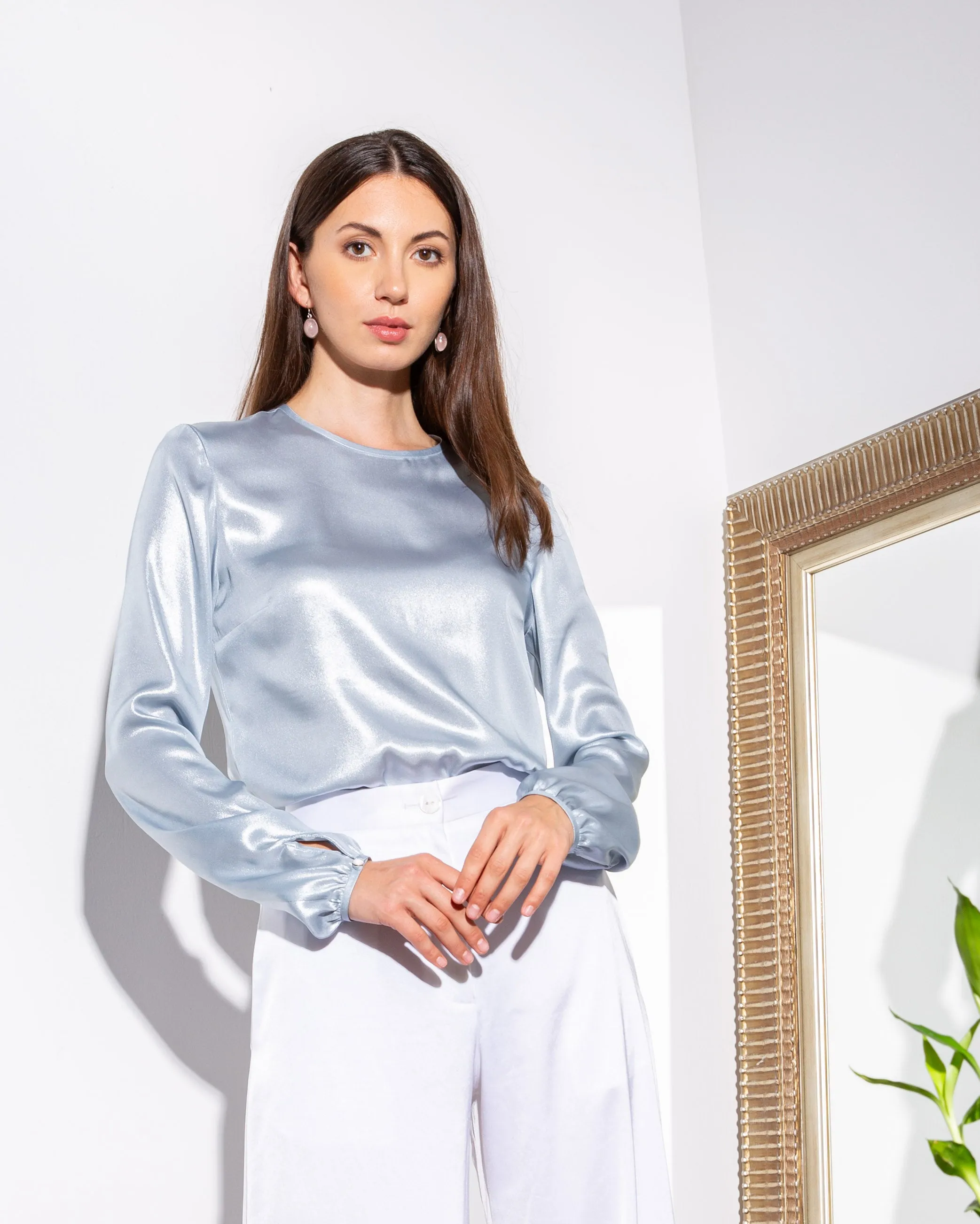 Essentials Shimmer Long-Sleeve Blouse