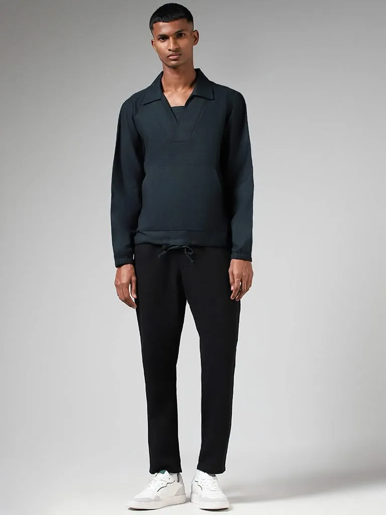 ETA Solid Dark Emerald Green Cotton Relaxed-Fit Sweatshirt