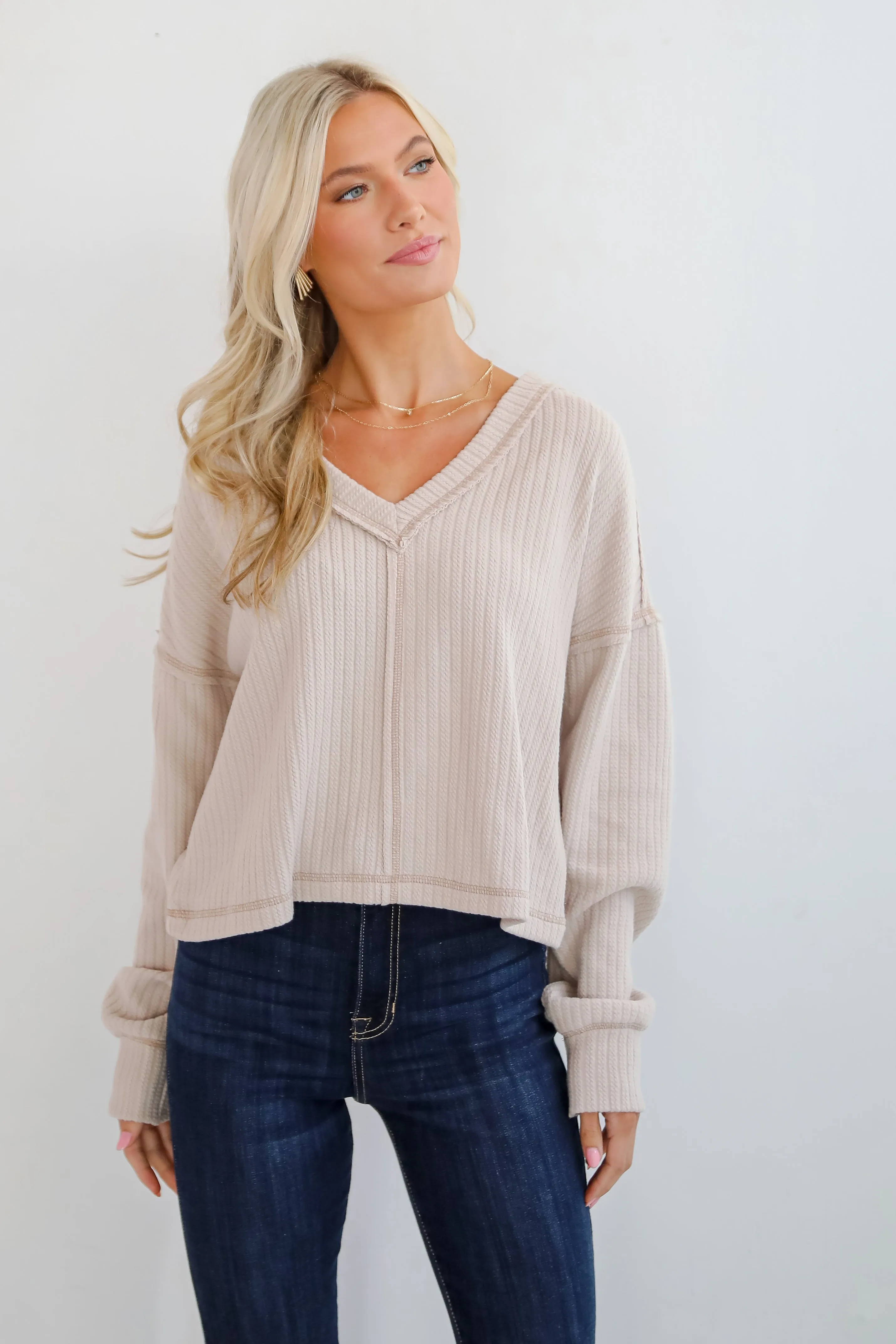 FINAL SALE - Cozy Sophisticate Cream Soft Knit Top
