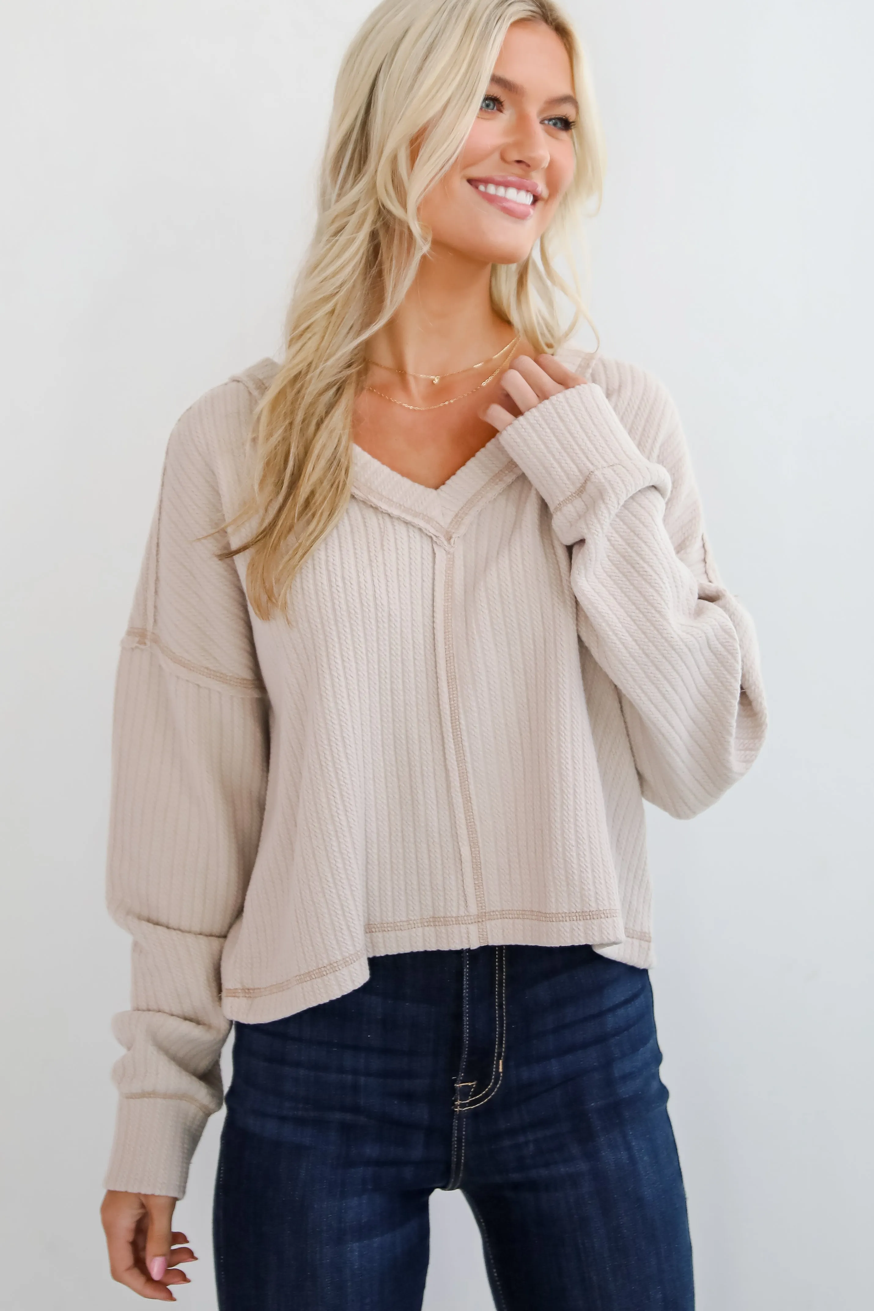 FINAL SALE - Cozy Sophisticate Cream Soft Knit Top