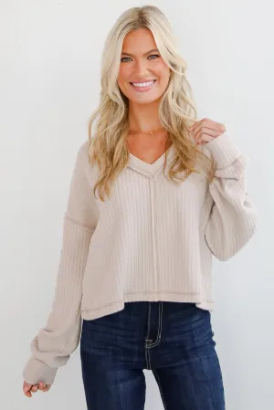 FINAL SALE - Cozy Sophisticate Cream Soft Knit Top