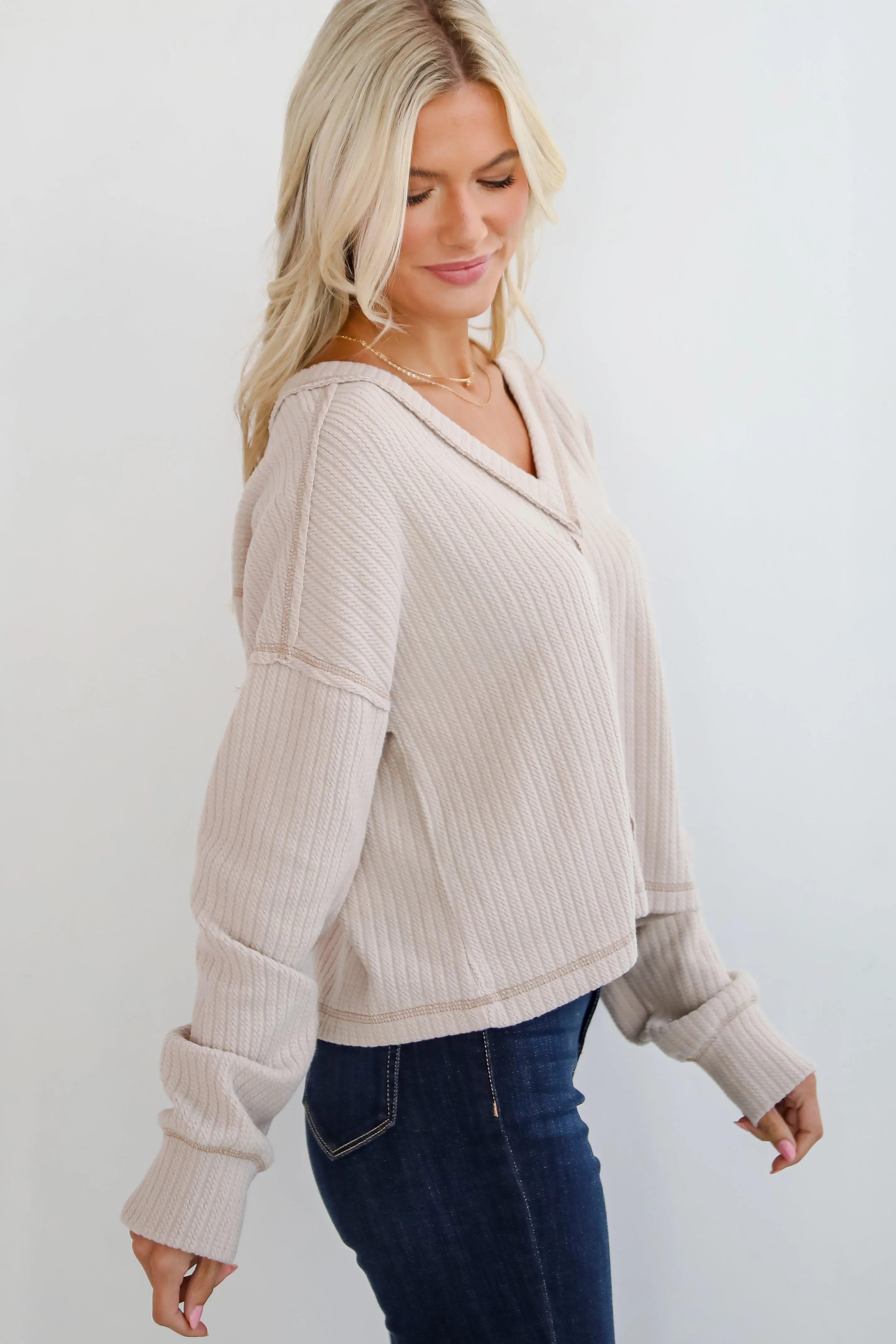 FINAL SALE - Cozy Sophisticate Cream Soft Knit Top