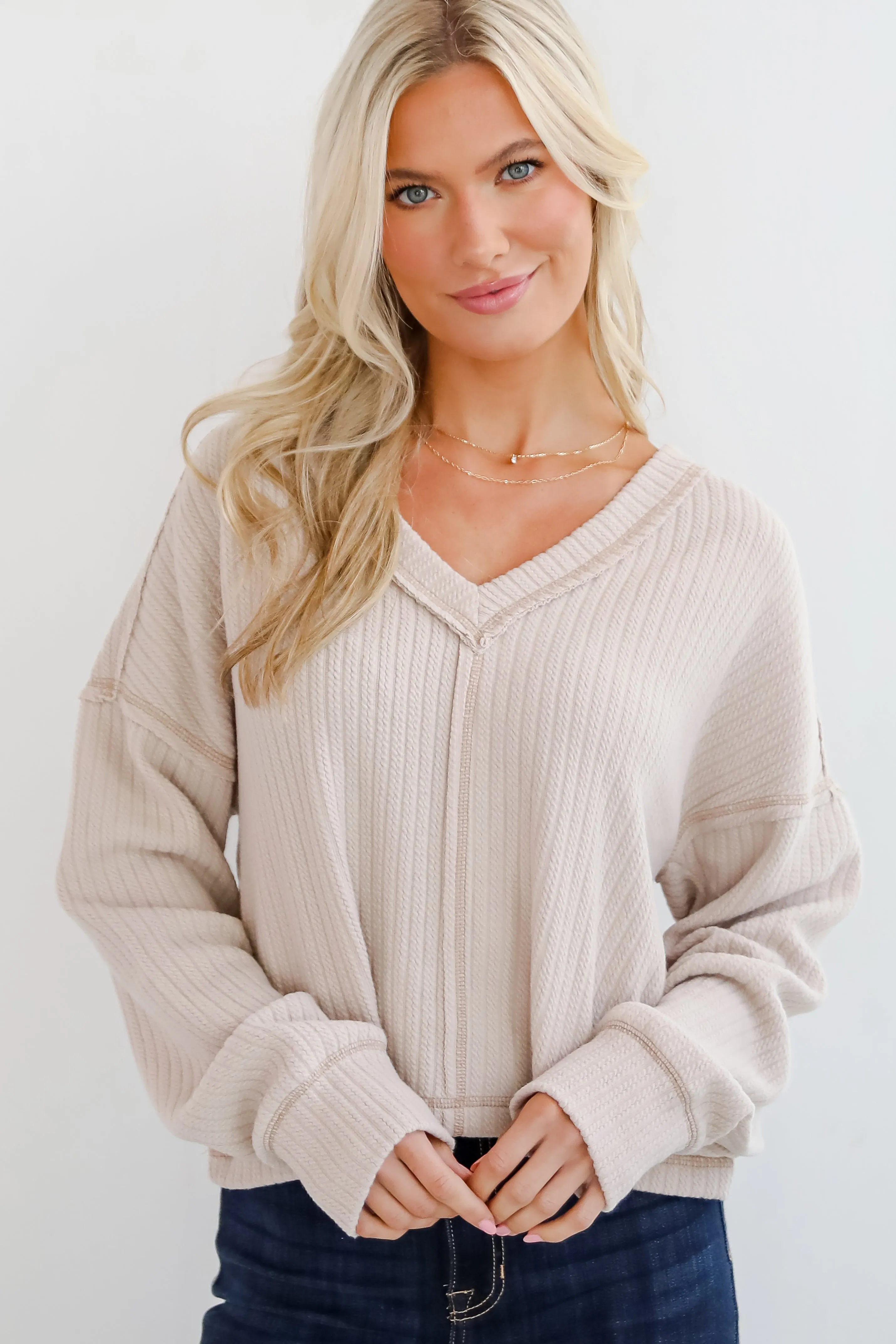 FINAL SALE - Cozy Sophisticate Cream Soft Knit Top