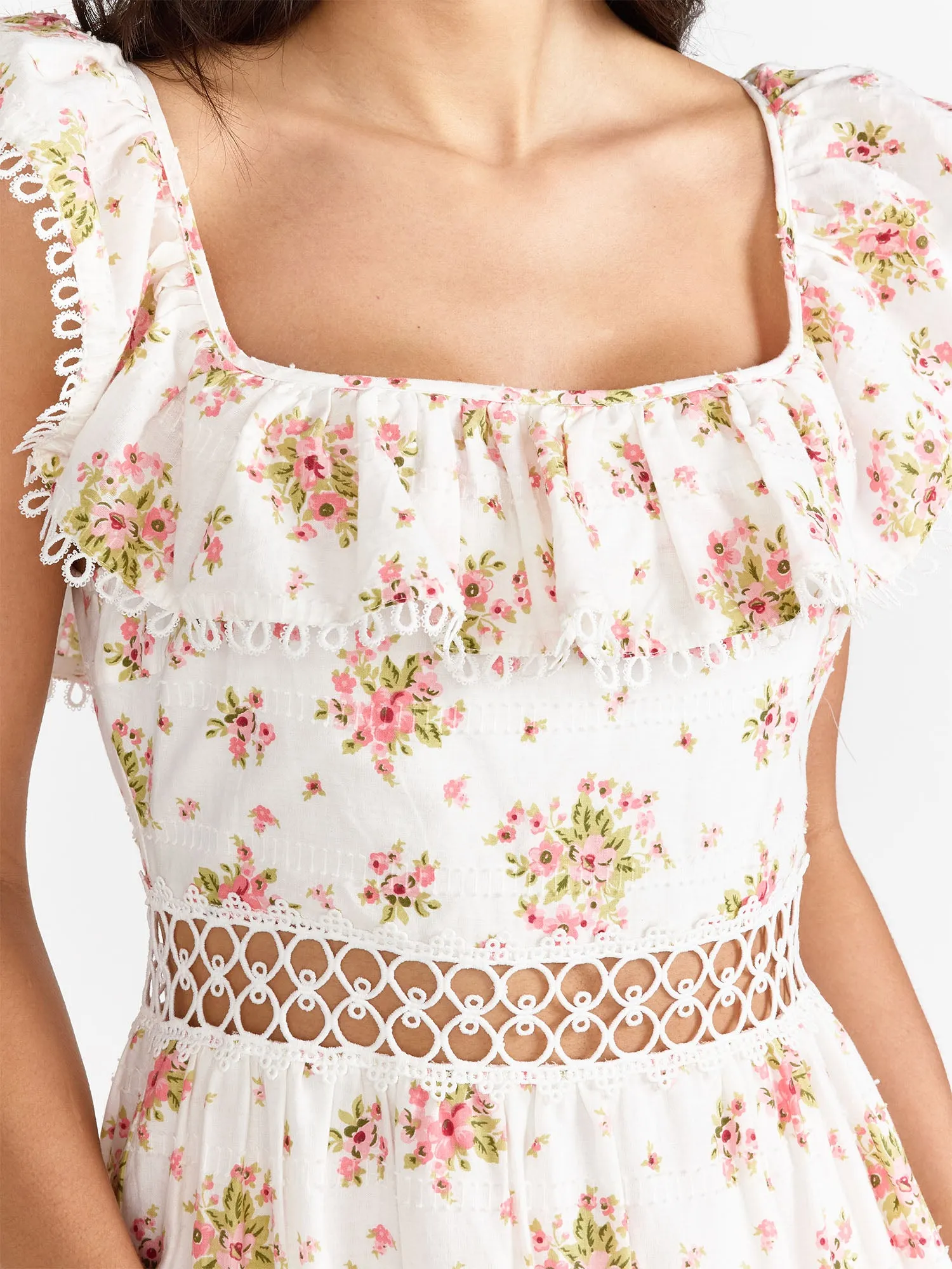 Flutter Cap Sleeve Floral Print Maxi Dress - Just Me