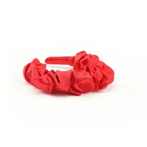 GIRLS SATIN RUFFLE HAIR BAND - RED