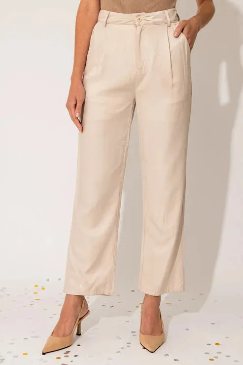 GISELLE SATIN PLEATED PANTS