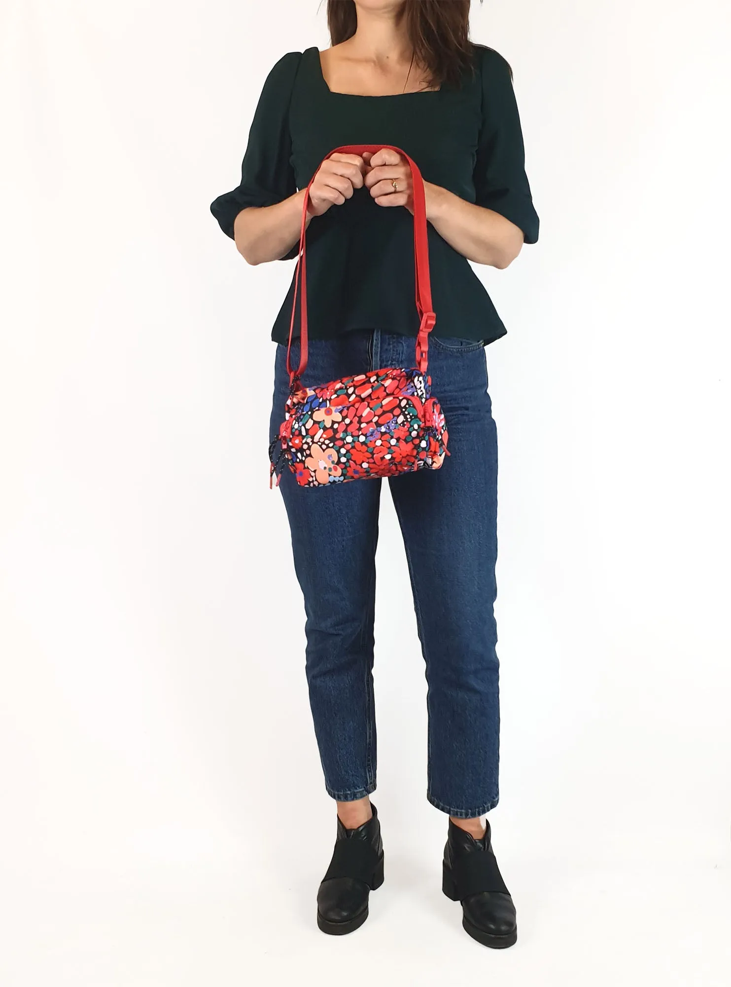 Gorman red floral adjustable small bag