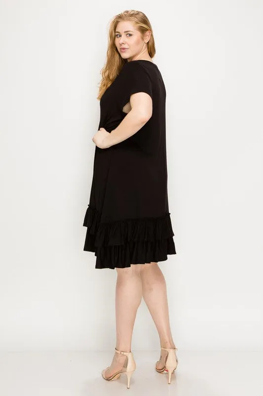 HI Curvy Plus Size Women  Short Sleeve midi dresses Layered Detail
