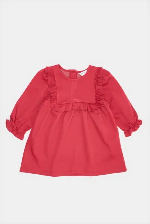 Infant Girls Burgundy Jacquard Dress