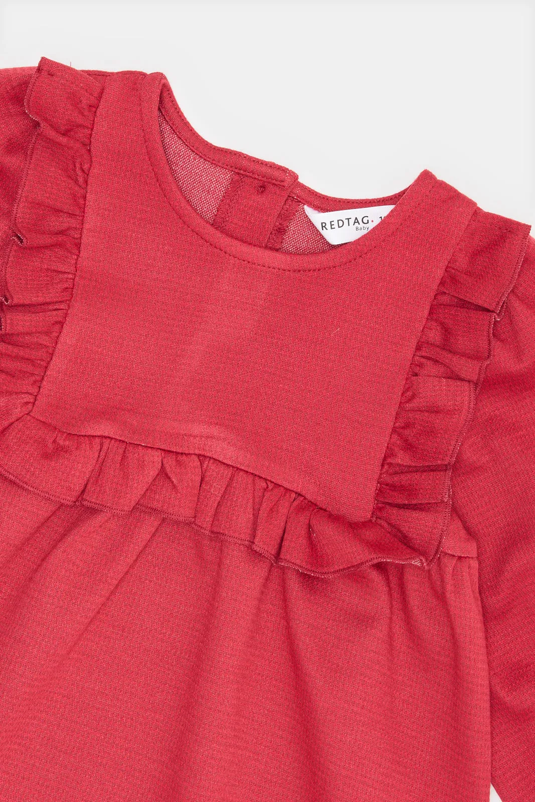 Infant Girls Burgundy Jacquard Dress