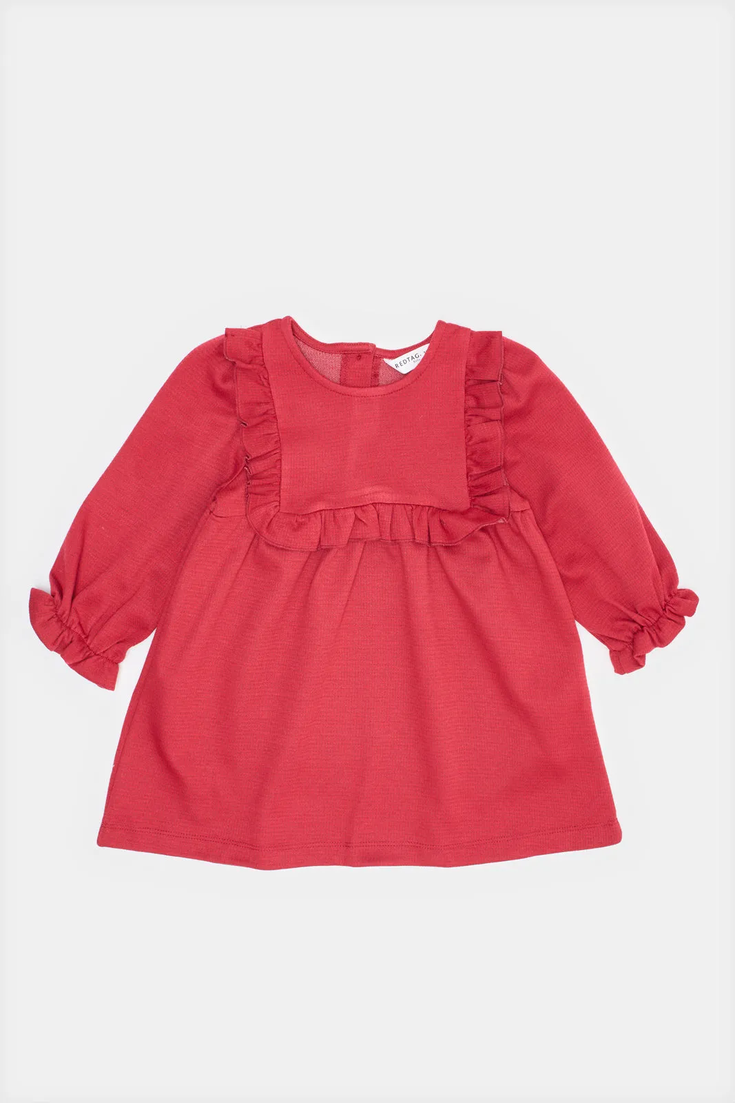 Infant Girls Burgundy Jacquard Dress