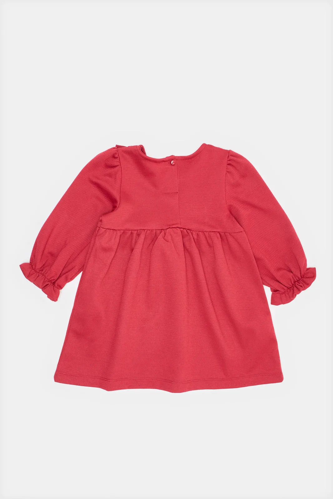 Infant Girls Burgundy Jacquard Dress