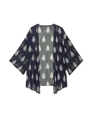 Julie Sheer Printed Kimono | Navy / Navy