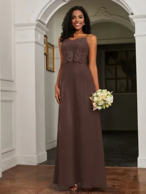 Lace Appliqued  Backless Chiffon A-Line Dress Chocolate Plus Size