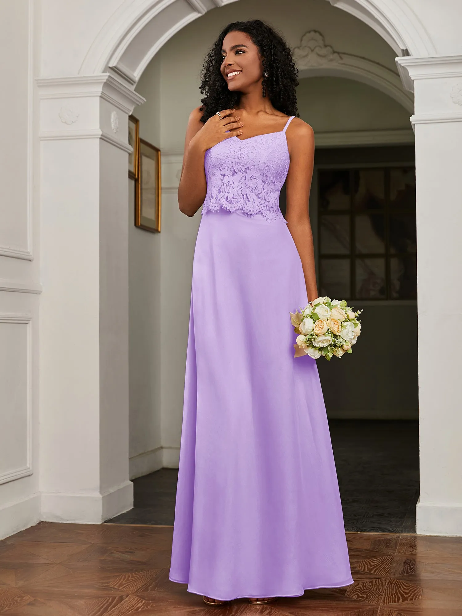 Lace Appliqued  Backless Chiffon A-Line Dress Lilac Plus Size