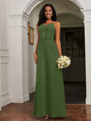 Lace Appliqued  Backless Chiffon A-Line Dress Moss