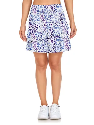 Ladies Women's Active Skort with Pocket-✨ Blue Leopard Print 20'' Knee Length Tennis Skirts Athletic Long Golf Skorts Skirts with Inner Shorts Pockets